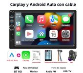 HIPPBQCC Carplay Android Auto 7" Car Radio 2 Din Touch Screen Mirror Link Stereo Receiver Audio Multimedia Player With FM USB TF