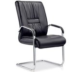 Sillón de oficina FLANDES, fijo de patín, cromado, similpiel negra