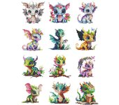 Huacan New Arrivals 12pcs Diamond Painting Dragon Full Round Mini Diamond Mosaic Animal Handmade Hobby Wall Decoration