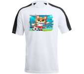 MERCHANDMANIA CAMISETA TÉCNICA FRANJA MANGAS NEGRA lince jugador futbol deporte futbolista tshirt