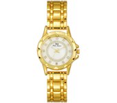 Nuevo reloj para mujer muy solicitado, con correa de brazalete, flores, concha y piedras brillantes, un reloj de lujo para la mujer
