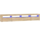 vidaXL Mueble de TV con luces LED 240x35x40 cm, Mueble de Salon, Mueble TV, Mueble TV salon, Mesa de TV, Mueble tele