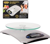 C.A - Báscula de Cocina Digital de Cristal con Pantalla LCD, Capacidad 1G-5KG, Incluye Batería