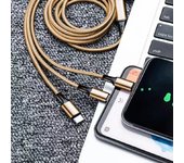 Cable de Carga 3 en 1 2025 - Triple USB (Tipo-C/Micro/Apple) con 120cm, Tejido Nylon Ultra Resistente y Carga Rápida 3A, Compatible con Móvil/Tablets