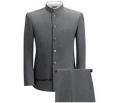 XS-5XL Formal Men's Busines 2 Pieces Blazer+Pants Stand Lapel Pants 2024 Mens Jacket Flat Suit Slim Fit Coat Groomsmen Party