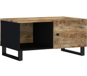vidaXL Mesa de centro madera maciza mango y contrachapada 80x50x40 cm Madera clara, Marrón, Multicolor Mesita de Salón o Comedor o Auxiliar Mesa de Café Meuble Salón