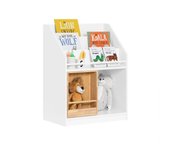 SoBuy Librería Infantil para niños con 3 estanterías y 2 Compartimentos Estantería estándar Infantil Blanco 63 x 35 x 80 cm KMB98-W ES