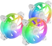Mars Gaming MF-3A, Kit 3x Ventiladores FDB Ultrasilenciosos 120mm, Iluminación ARGB Rainbow 360º Sin Marco, Ventialdores 3en1 con Compatibilidad Total ARGB, Doble Conector ARGB Macho + Hembra, Ventiladores PC Negros o Blancos