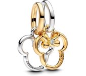 PANDORA Moments 763650C01 - Colgante divisible de Mickey Mouse y Minnie Mouse de plata de ley con aleación chapada en oro，Incluye Caja Original