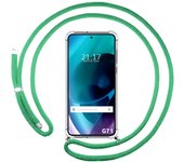 Funda Colgante Transparente para Motorola Moto G71 5G con Cordon Verde Agua
