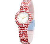 Reloj Hip Hop Logo Mania Mujer Dial Blanco Solo-Tiempo Movimiento 3 Cuartzo Correa Silicona Multicolores