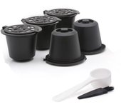 5 Reusable Nespresso Capsules Refillable Coffee Capsule Filter with Nespresso Coffee Machines with Coffee Spoon Brush