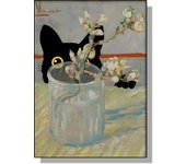 Famous Paintings Mona Lisa Starry Night With Funny Black Cat Poster Canvas Painting Sunflower Reproduction Wall Art Home Decor