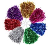 14 pompones de animadora de lámina metálica con asa para eventos deportivos, accesorio de disfraz para fiestas de animación.