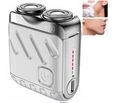 Mini afeitadora eléctrica para barba (2024), con diseño de maleta portátil, cortador magnético de doble anillo, afeitado en seco y húmedo para hombres, ideal para viajeros (negro)