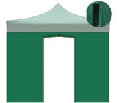 Cubierta lateral impermeable verde de 3x2m con puerta enrollable para carpa plegable de 3x3m