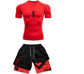 Anime 3D Printed Men's Compression Set short Sleeve Gym Top+Workout Shorts Quick Drying Breathble Athletics Rash Guard Set
