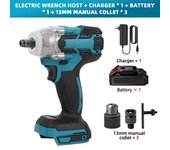 Llave de impacto eléctrica inalámbrica sin escobillas 520n. M, llave recargable de 1/2 pulgadas, Herramientas Eléctricas compatibles con batería Makita de 18V
