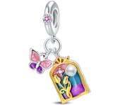 New In 925 Silver-Plated Art Flowers Oil Painting Charms Beads Pendant Fit Pandora Original Bracelets DIY Birthday Jewelry Gift