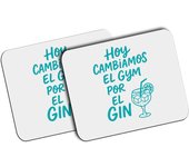 MERCHANDMANIA Pack 2 AlfombrillaS Grandes frase graciosa hoy cambiamos el gyn por el gin mousepad raton