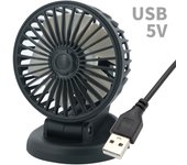 Ventilador de Coche Ajustable 360 ° 3 Cabezas USB/12V/24V Silencioso