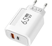 Cargador Rápido 65W GaN USB Tipo C Para iPhone 15 Xiaomi Samsung Huawei Adaptador De Carga Rápida PD Con Cable Tipo C Negro/Blanco