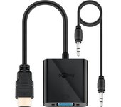 Goobay 68793 Adaptador de Cable HDMI VGA Negro - Adaptador para Cable (HDMI, VGA, Macho/Hembra, 0,1 m, Negro)