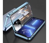 360°Full Protected Metal Magnetic Double-Sided Glass Snap Lock Phone Case For iPhone 16 Pro Max 14 13 12 15 Pro Max Bumper Cover