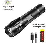 Zoom LED Flashlight Powerful Rechargeable Flashlight Bright Camping Torch 3 Lighting Modes Portable Outdoor Bicycle Light