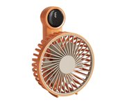Ventilador de mano portátil, ventilador de escritorio recargable de 1200mAh con pantalla digital, ventilador personal plegable de 180 ° con cordón, mini ventilador USB para pestañas.