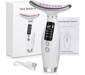 Masajeador facial y de cuello LED de 7 colores, recargable por USB, herramienta multifuncional para el cuidado de la piel para mujeres.