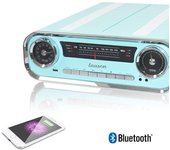 LAUSON Tocadiscos Diseño Vintage Coche de Colección con 2 Altavoces Estéreo Integrado de 3 W | Tocadiscos Vinilo con Radio FM, Función Bluetooth, USB, AUX | 3 Velocidades (33, 45, 78)  (Varios colores) Crema, Negro, Azul, Rojo