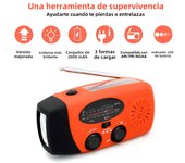 Radio De Mano Portátil Con Solar Y Mecanismo De Mano 2000mAh Multifuncional USB FM/AM/WB Radio De Clima Emergencia Linterna Power Bank