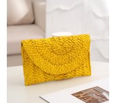 Fashion Beach Purse Women Summer Beach Bag Envelope Woven Clutch Solid Color Large Capacity Storage Bag Corn Husk Straw Hand Bag