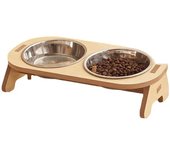 1PC Double Plate Cat Bowl Cat Rice Bowl Cat Food Bowl Pet Bowl Cat Food Bowl Anti Knock Neck Protection Fixing Frame Small Dog