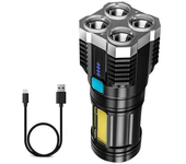 High Power 4 LED Flashlight Rechargeable Torch Protable Spotlights Camping Waterproof COB Side Light For Outdoor Hand Lantern