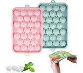 2 Piezas Cubiteras para Hielo con Tapa, Bandeja de Cubitos Hielo Reutilizables, 25 Mini Bolas de Hielo, Silicona Moldes Redondo Cubitos, para Cola, Cócteles, Whisky, té, Vino, Frutas, Puré de Frutas