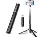 Trípode Selfie Stick para teléfonos celulares, teléfono celular giratorio retráctil con control remoto inalámbrico - Negro