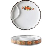 Platos de cerámica redondos japoneses con personalidad para cocina, espaguetis, sushi, plato principal, fruta, aperitivo, 6,5 pulgadas, 8,5 pulgadas (patrón: peonía Jin Cai, tamaño: 8,5 pulgadas)