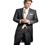 Formal Black Men's 3 Pieces Swallow-Tailed Coat Suit Wedding Groom Tuxedos Prom Party Suit Peak Lapel Jacket Waistcoat Trousers