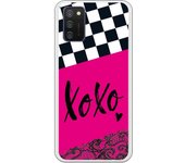 Funda compatible con Samsung Galaxy A02S - Diseño Xoxo fondo rosa