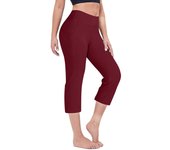 Women Elastic High Waist 3/4 Pant Casual Active Fit Wide Capris Leg Pants Trousers With Pockets Pants for Women Women’s Pants