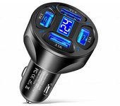 Cargador De Coche 240W Con Dos Puertos USB Y Pantalla Digital Carga Rápida 120W Para iPhone Samsung Xiaomi Adaptador De Carga