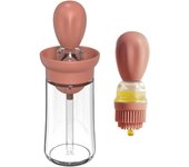 Oil Dispenser, 180ml With Brush Portable Oil Bottle, for Air Fryer Kitchen Cooking Salad Baking BBQ, Oil Bottles for Kitchen (Rred)
