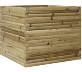 vidaXL Jardinera madera maciza de pino 80x80x68,5 cm Color Pino natural,  Blanco,  Marrón cera y mas