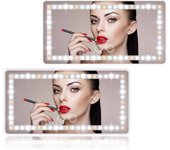 Espejo de tocador con visera solar para automóvil, espejo de maquillaje recargable con 3 modos de luz y 60 LED, espejo cosmético con protección solar y vista trasera con clip regulable