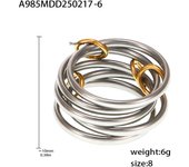 Encanto Anillos de acero inoxidable apilados con eslabones multicolores para mujer, chapados en oro de 18k, sin decoloración, estilo Rock Hip-hop, anillos femeninos