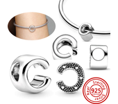 925 Sterling Silver Hollow Round A-Z 26 English Letter Alphabet DIY Beads Fit Original Pandora Charms Bracelet Fine Jewelry Gift