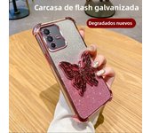 Luxury Glitter Butterfly Holder Phone Case for Vivo V40 Lite V29 V27 V25 23 Pro TPU Plating Shockproof Protector Back Soft Cover