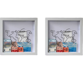 2PCS Adventure Archive Boxes Map Box Photo Frame Hanging Travelling Memorial Box Ticket Stamp Shadow Box Photo Frame Memory Box